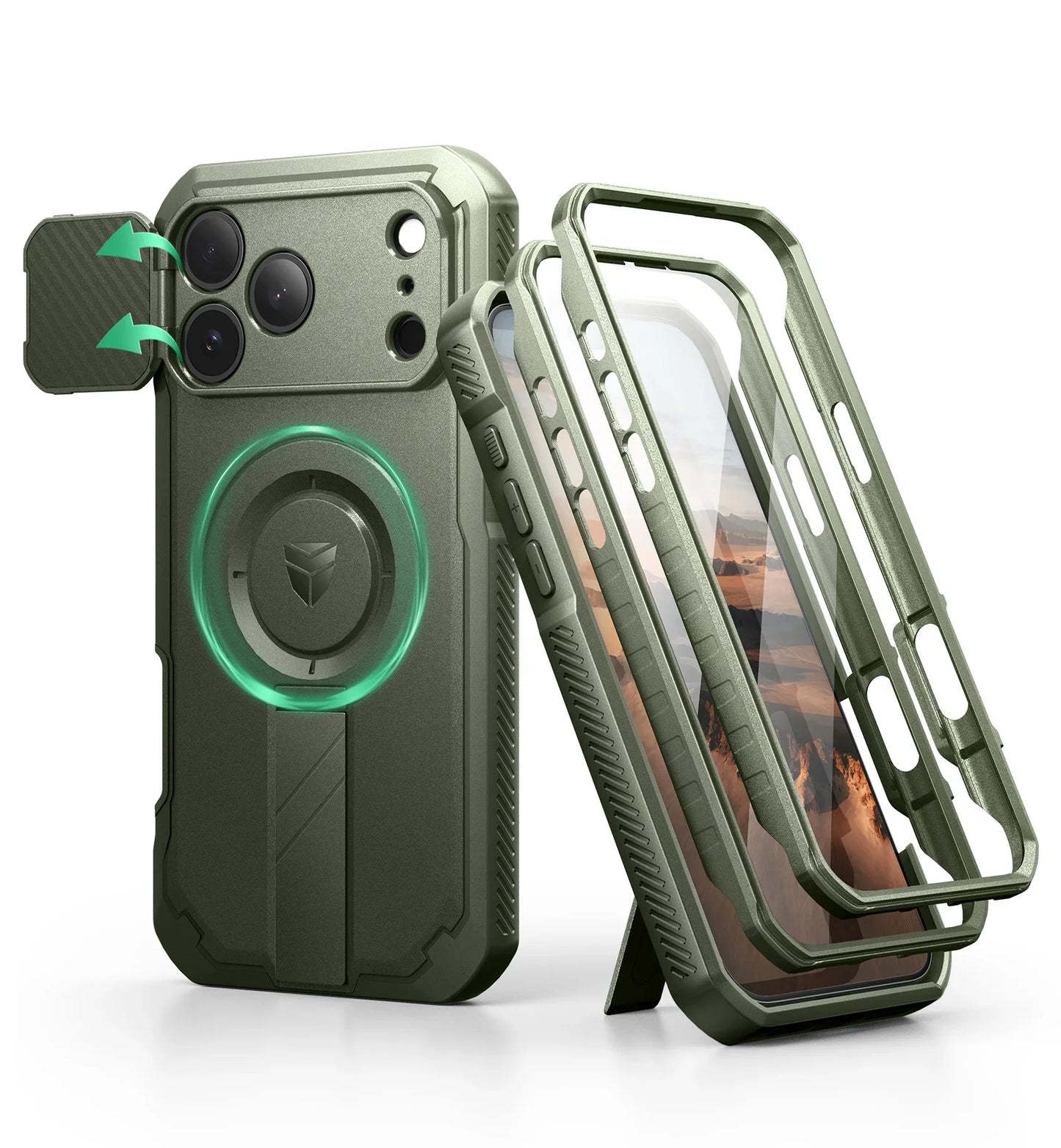 For iphone 17 Series case with Camera Cover & Adjustable Kickstand Compatible With MagSafe Shockproof  Magnetic Protective Cover