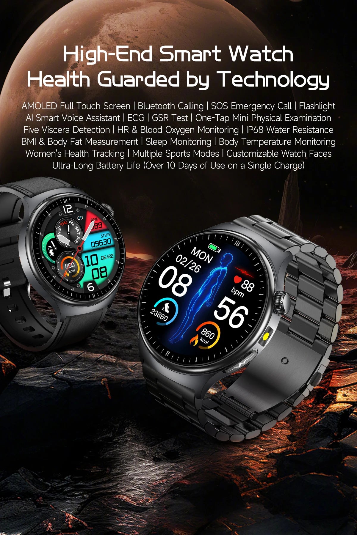 New Upgraded Health Monitoring Uric Acid Blood Pressure Blood Oxygen Heart Health Check Smart Watch ECG smart watches Man 2025