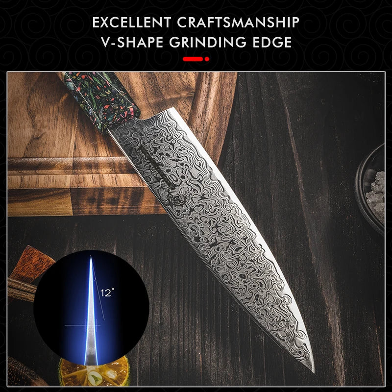 Grandsharp Japanese Damascus AUS-10 Steel 5.5 Inch Utility Knife Ultra Sharp