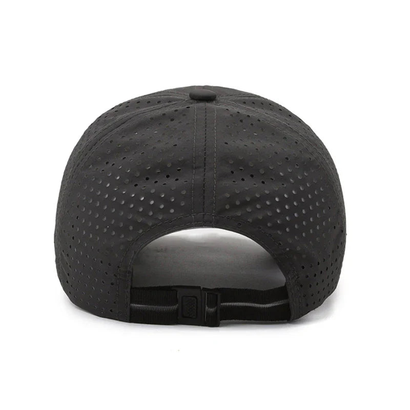 Summer Outdoor Black Sports Dry Fit Baseball Caps Breathable Mesh Hiking Hunting Cap Solid Color Adjustable Fitted Cap