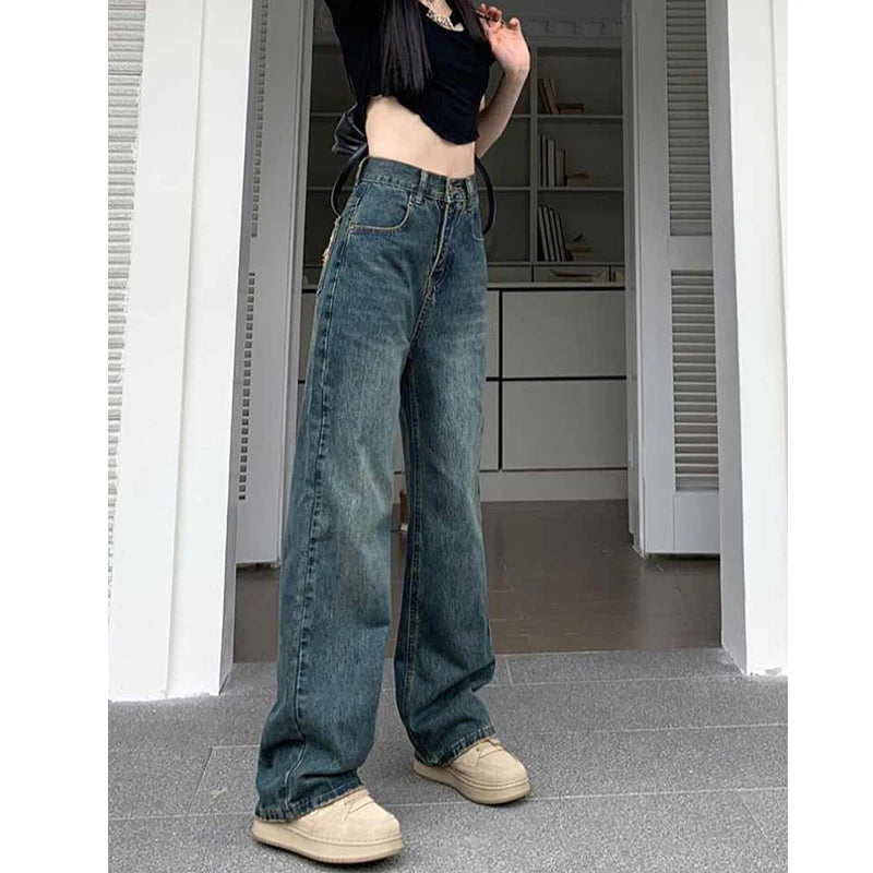 Wide Leg Jeans For Women High Waisted Contrasting Straight Leg Pant