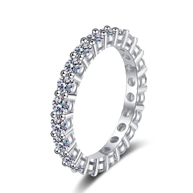 ALITREE 5mm 7ct D Color Moissanite Ring 925 Sliver Wedding Band Eternity Band Engagement Rings For Women