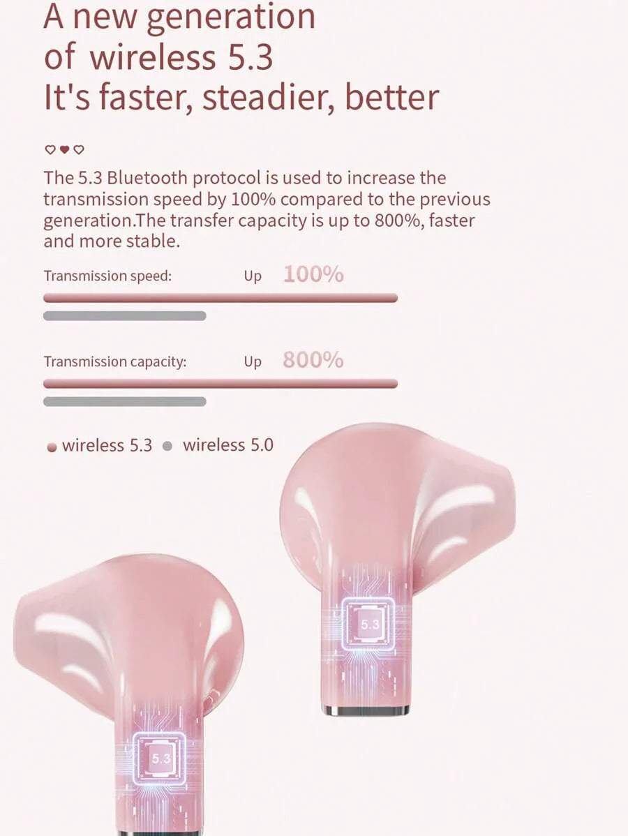 Heart-shaped Rotatable Wireless Bluetooth Earphones Stereo Sound Headphones Touch Control Earbuds Gamer Headsets gifts for girl