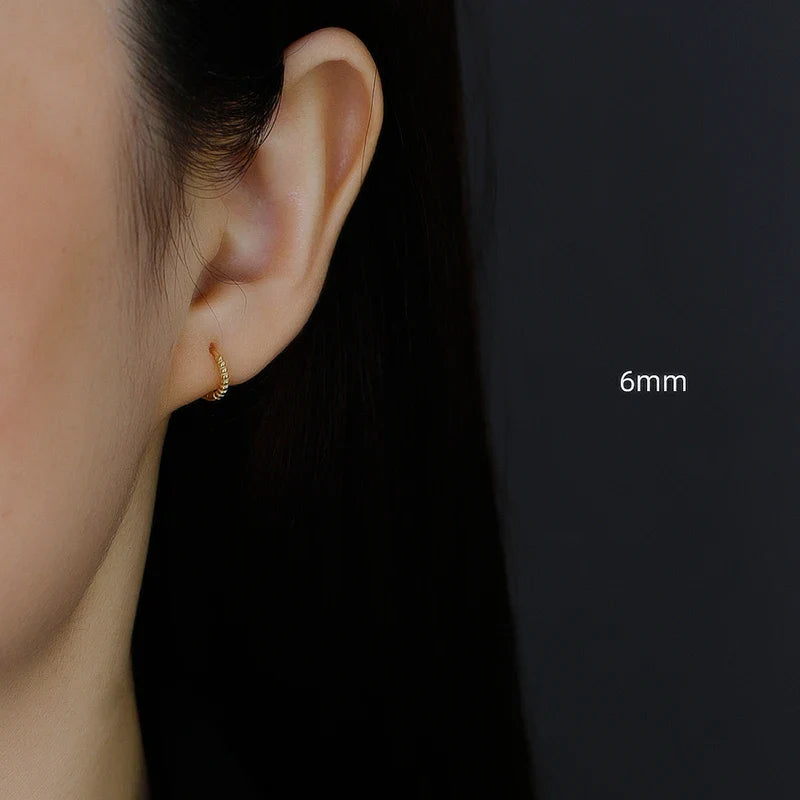 WANTME 925 Sterling Silver Fashion Piercing Charm Twist Huggies Hoop Earrings for Women Rock Gothic Unisex Jewelry Ear Buckles
