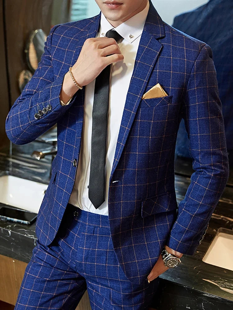 Blazer Vest Pants Groom Wedding Dress Stage Party Suit Three Piece Set