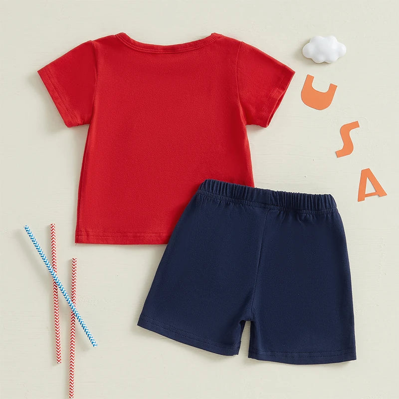 Baby Girl Boy Independence Day Clothes 4th of July Kids Outfits American Flag Summer Outfit Top Shorts 2Pcs