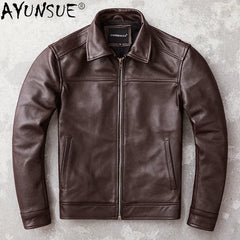 Men's Real Cowhide jackets Genuine Leather Jacket Men Clothing