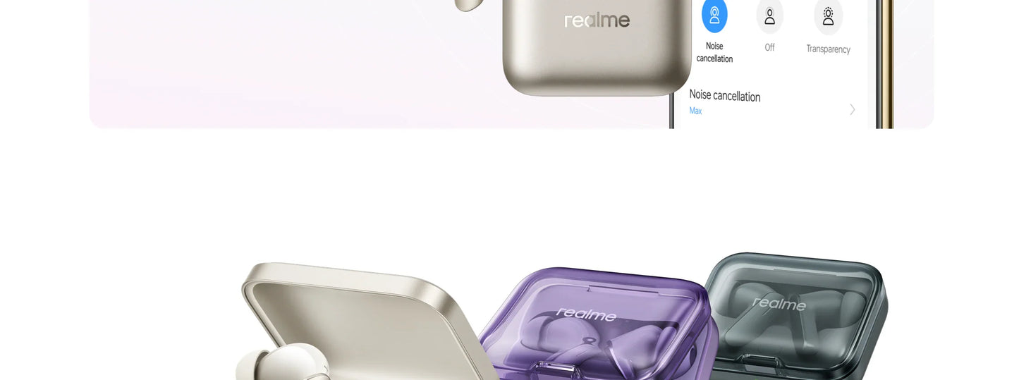Global Version realme Buds Air 7 TWS Earphone 52dB Noise Cancellation 52 Hours Battery Life 12.4mm Bass Driver LHDC 5.0 IP55