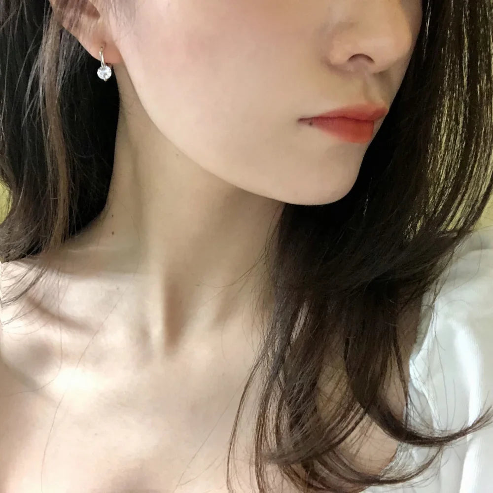 2024 New Fashion Gold Color Round Zircon Simple Drop Dangle Earrings for Women Charm Korean Hoop Jewelry Wedding Birthday Gift