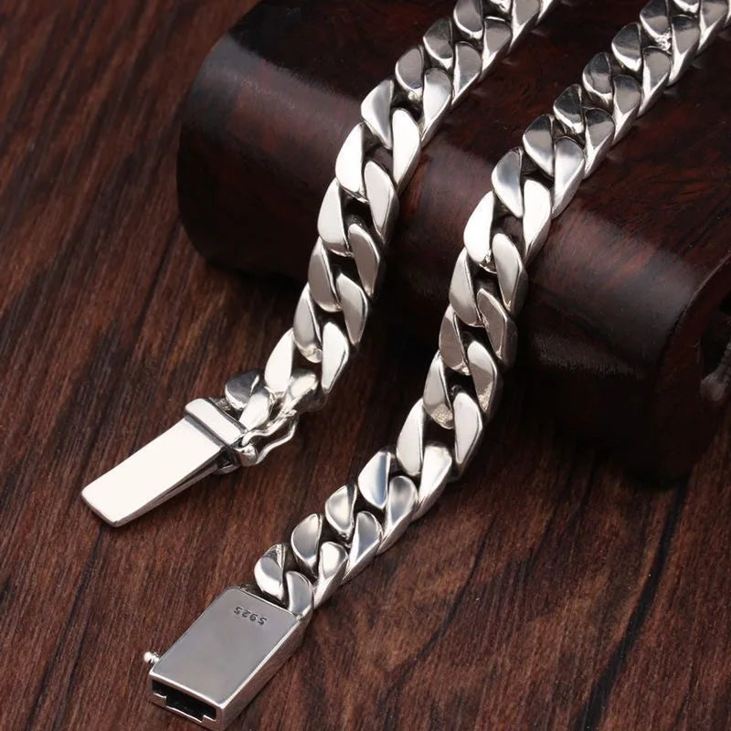 100% S925 Sterling Silver Necklace Bracelet Punk S925 Silver Jewelry Never Fade Carry certificate Men Women Jewelry Gifts