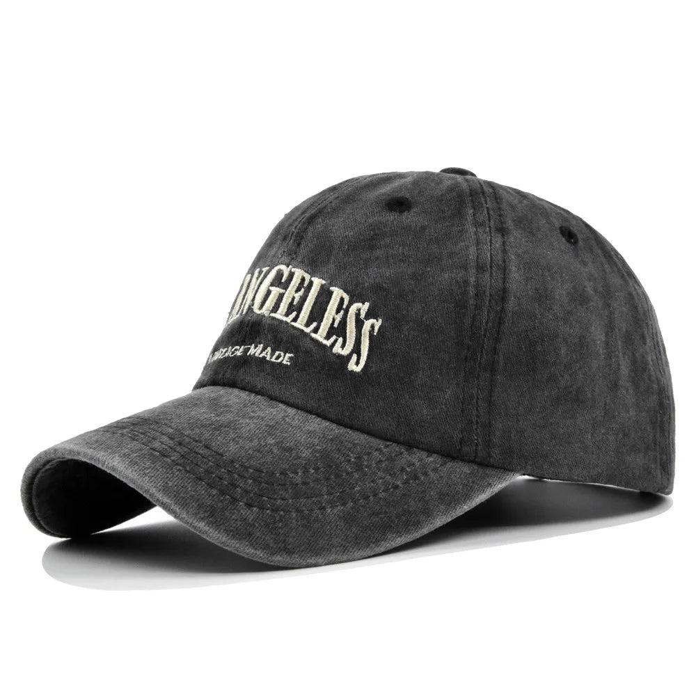 Los Angeles Baseball Cap Men Women Letter Embroidered Hip Hop Hats Vintage Wash Cotton Soft Top Sun Visor Hats Unisex Casual Cap