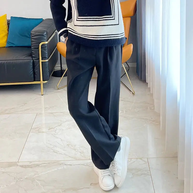 Straight Man Suits Pants Wide Leg Draped Work Office Fluid Trousers for Men