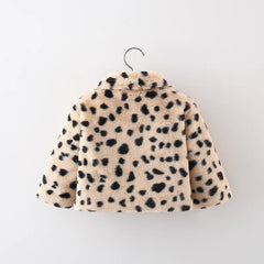Female Baby Winter Coat Leopard Print Long Sleeved Warm Windproof Wool Sweater