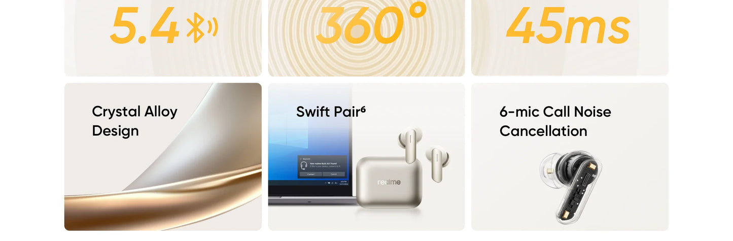 Global Version realme Buds Air 7 TWS Earphone 52dB Noise Cancellation 52 Hours Battery Life 12.4mm Bass Driver LHDC 5.0 IP55
