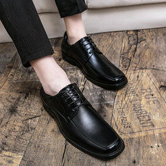 Square-Toe Men's Leather Shoes Fashion Business Oxfords Men Formal Dress Shoes