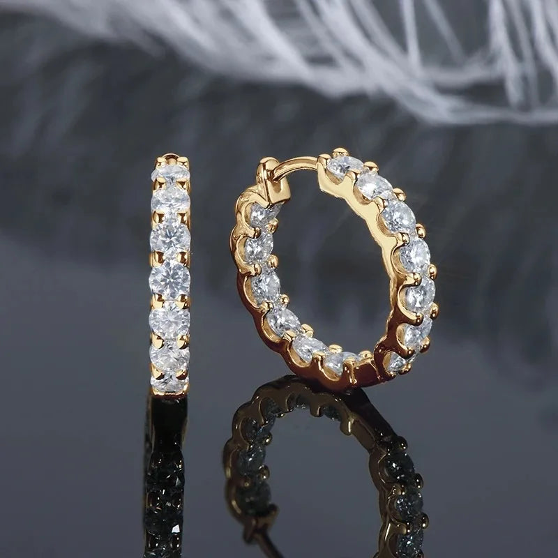 IOGOU Hoops 100% 925 Sterling Silver Real 3mm Moissanite Stud Earrings For Women Sparkling Jewelry Gifts with Certificate Gifts