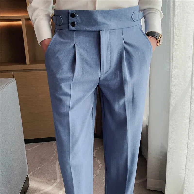Men Dress Pants Trousers Straight Slim Fit Suit Pants Solid Casual Fashion Men Clothing