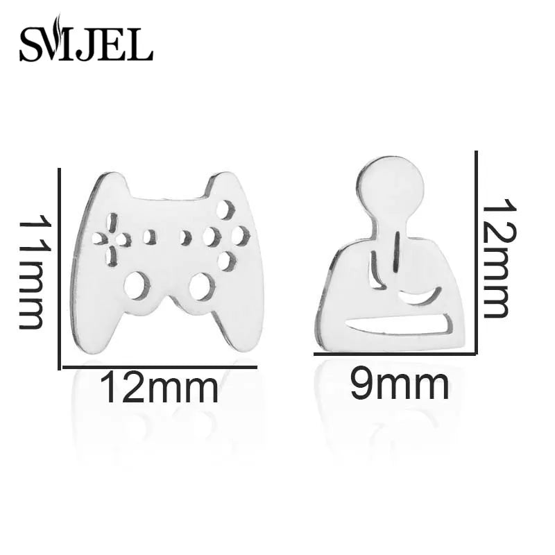 Golden Vintage Mandala leaf Pineapple Earrings for Women Trend Fairy Cup Stainless Steel Earring Punk Game Controller Studs Gift