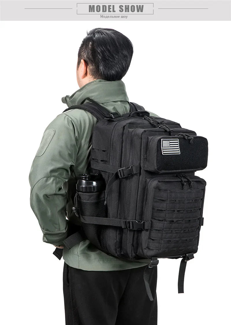 45L Tactical Backpack survival Bag Hunting MOLLE Backpack GYM For Men EDC Outdoor Hiking Rucksack Witch Bottle Holder