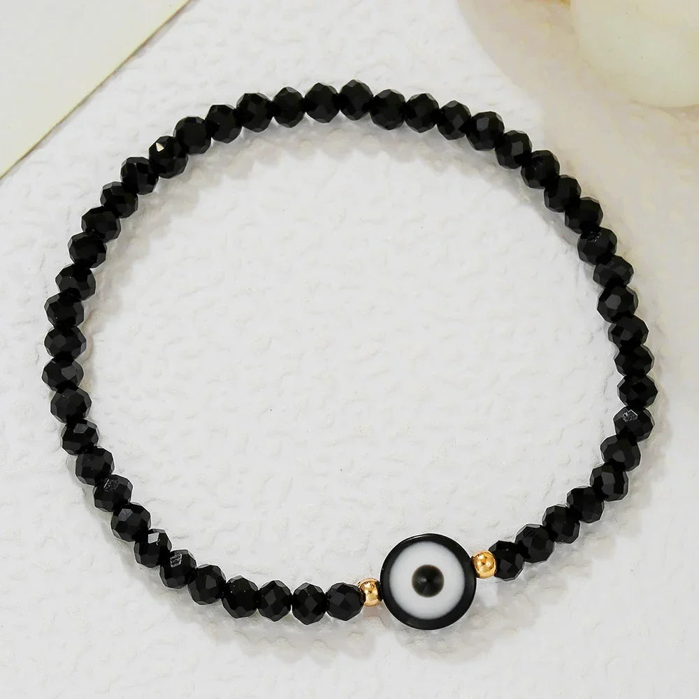Fashion Boho Adjustable Jewelry Braiding Strap Bracelet Black Crystal Stone Beaded Bracelet For Women Accessory Jewelry