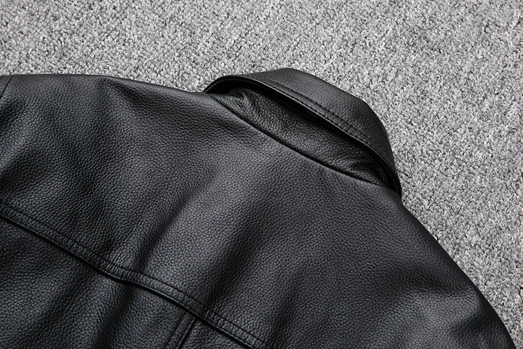 leather jacket casual denim leather coat leather coat PU washed leather, leather soft