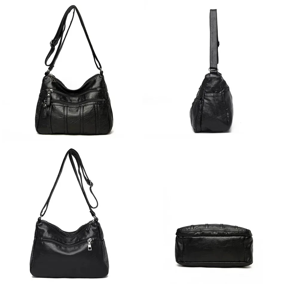 Fashion Soft Leather Crossbody Bags for Women Casual Female Multi Pocket