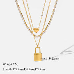 316L Stainless Steel Pearl Heart Pendant Necklace For Women Gold Color