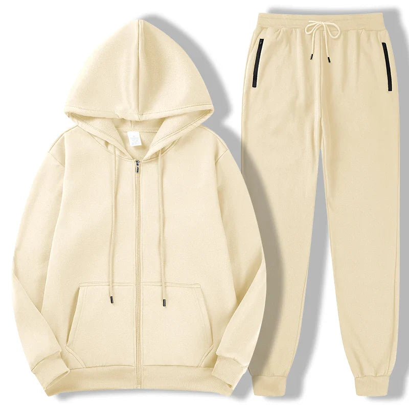 2025 Newest Men's Autumn Winter Collection Zip Hooded Sweatshirt and Trouser Two Piece Tracksuits