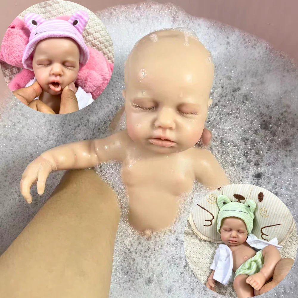 13-Inch Can Open Mouth LouLou Full Solid Silicone Reborn Baby Doll Girl or Boy Washable Stress-relieving Doll Toy Christmas Gift