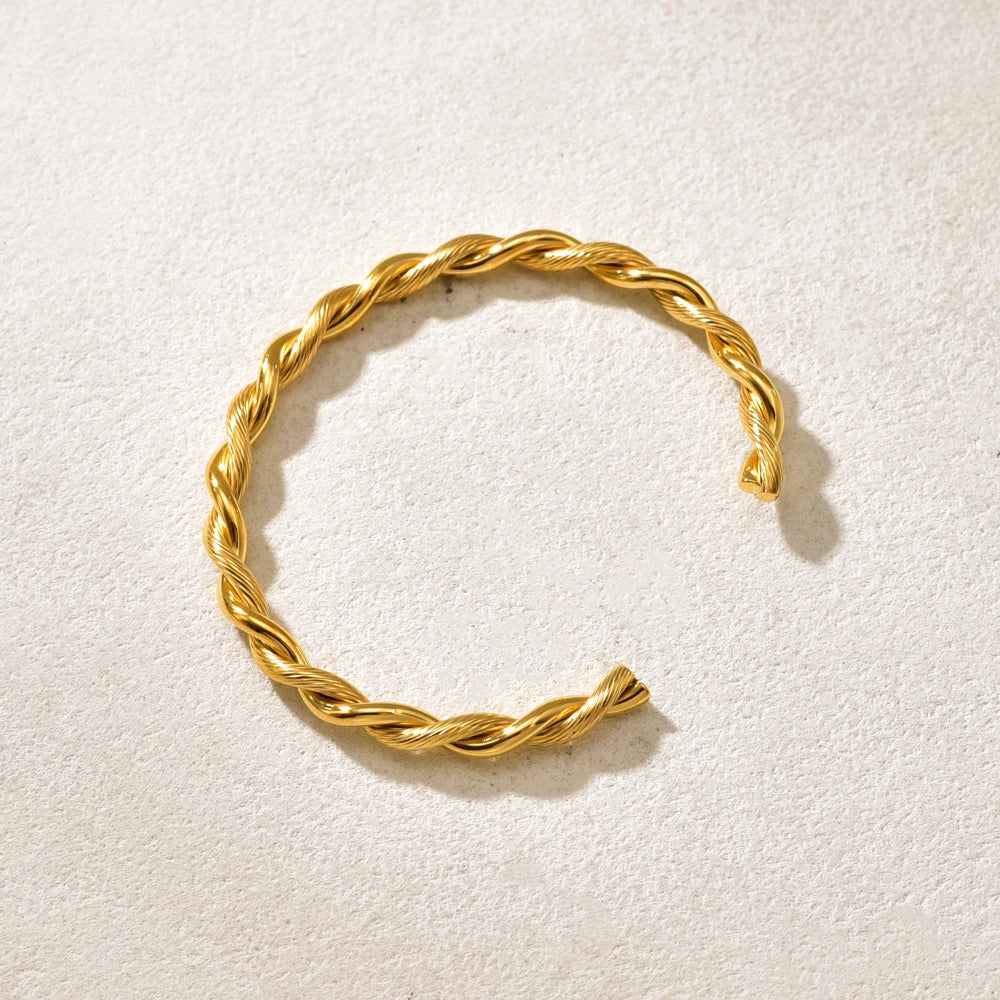 C14 Cross-border Bracelet Twisted Twist Thread Bracelet for Women, retro stainless steel open Color separation bracelet