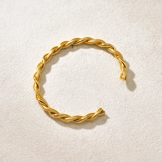 C14 Cross-border Bracelet Twisted Twist Thread Bracelet for Women, retro stainless steel open Color separation bracelet