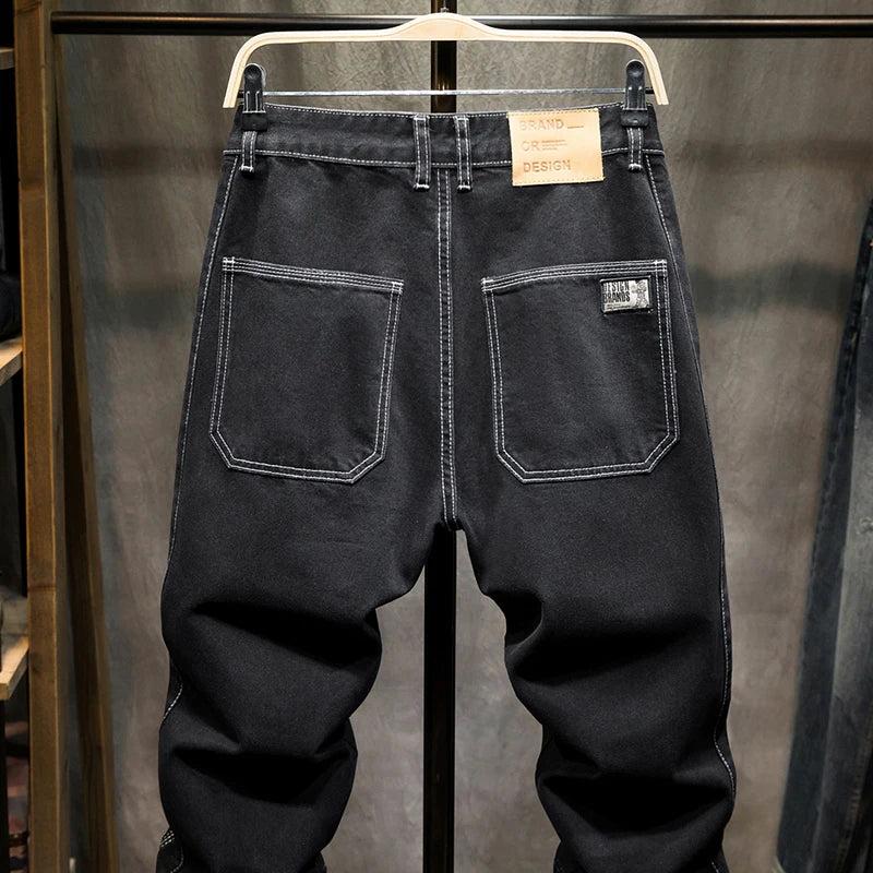 Black Jeans For Men Harem Pants Loose Fit Baggy Pants Tapered Streetwear