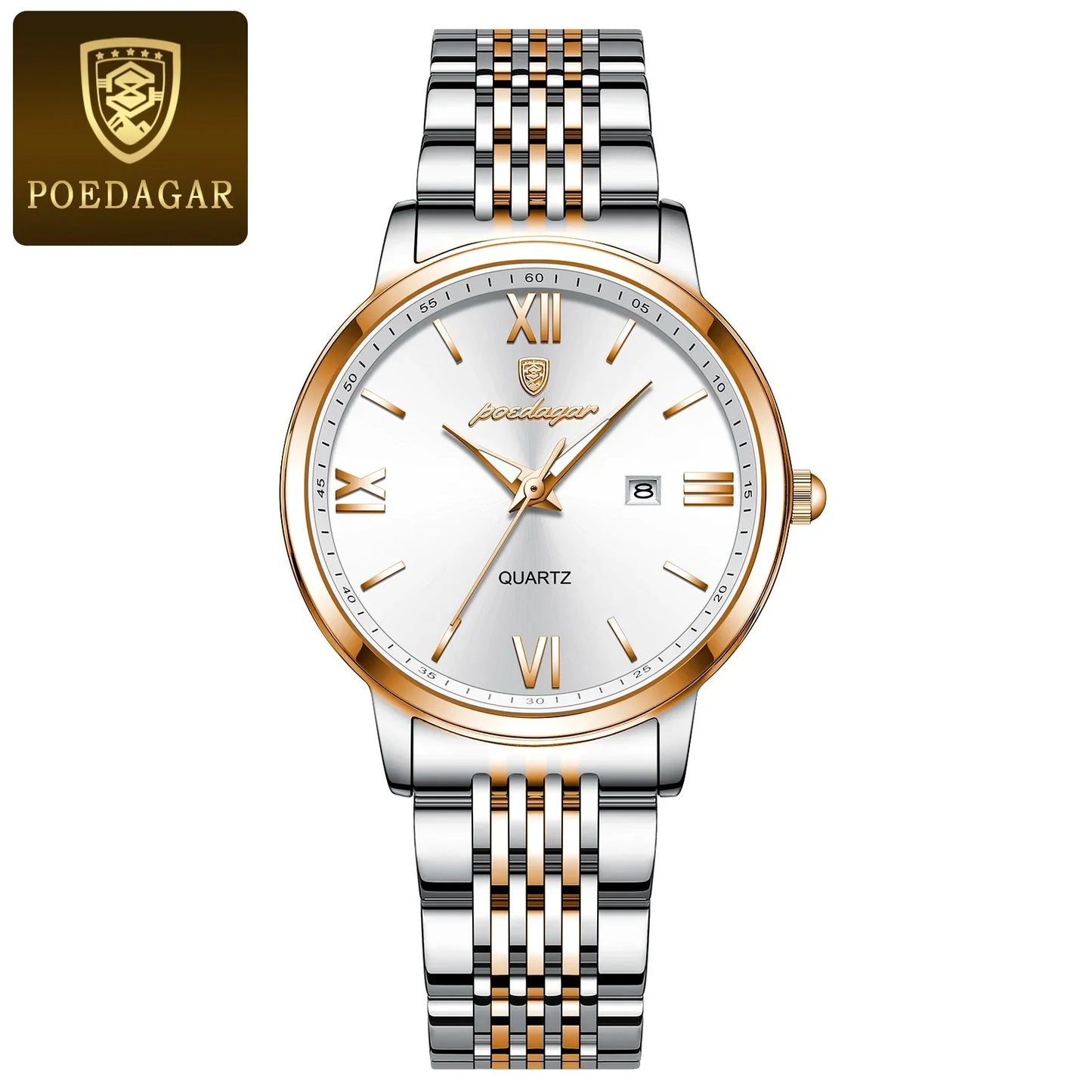 POEDAGAR Original Fashion Watch For Woman Waterproof Luminous Date Ladies Watch Stainless Steel Quartz Business Women's Watches