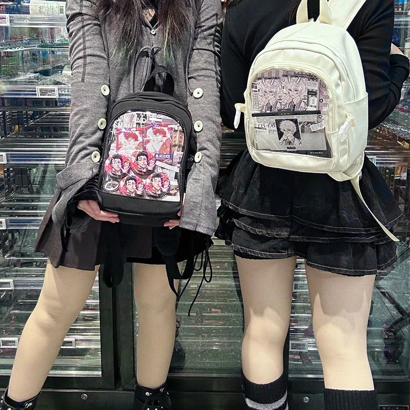 Y2K Cute Mini Backpack Women Kawaii Ita Bag Sweet Girl Transparent Rucksack DIY Personality Display Knapsack Lolita Shoulder Bag