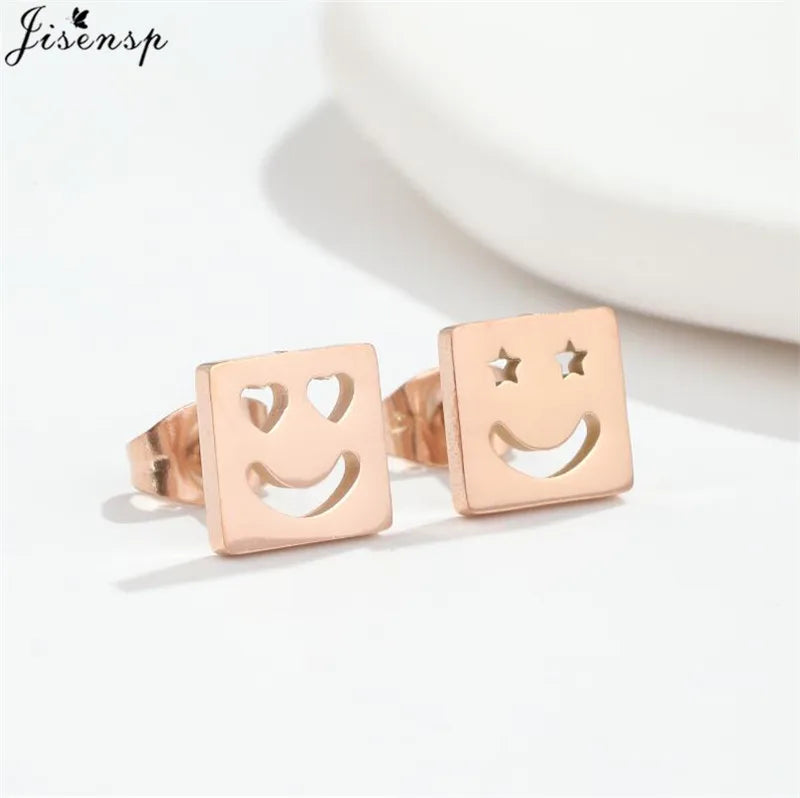 Mini Stainless Steel Earings Fashion Jewelry Cute Heart Music Leaf Bunny Sun Stud Earrings for Women Lion Ear Studs Pendientes