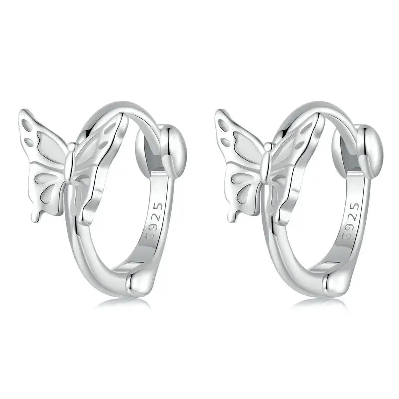 WOSTU 925 Sterling Silver European Simple CZ Ear Buckles Heart Hoop Earrings for Women Wedding Gift Minimalism Jewelry E737