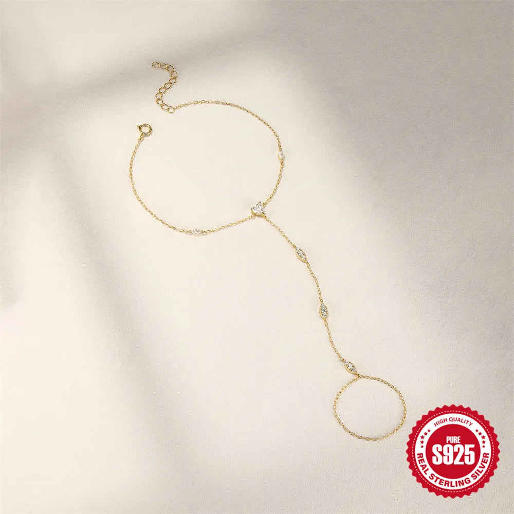 CANNER Minimalism Octagonal Star Finger Bracelet For Women 925 Sterling Silver Ins Flower Multi-layer Bracelet Fine Jewelry