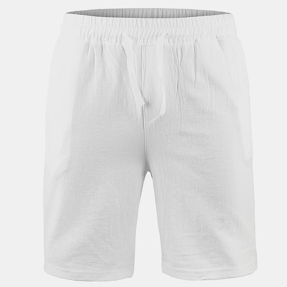 KB New Men's Cotton Linen Shorts Pants Male Summer Breathable Solid Color Linen Trousers Fitness Streetwear S-3XL