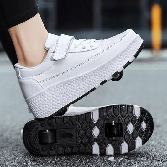 Roller Skate Shoes Kids Spring 2024 Fashion Casual Sports Children 2 Wheels Sneakers Boys Girls Gift Game Toys White Footwear