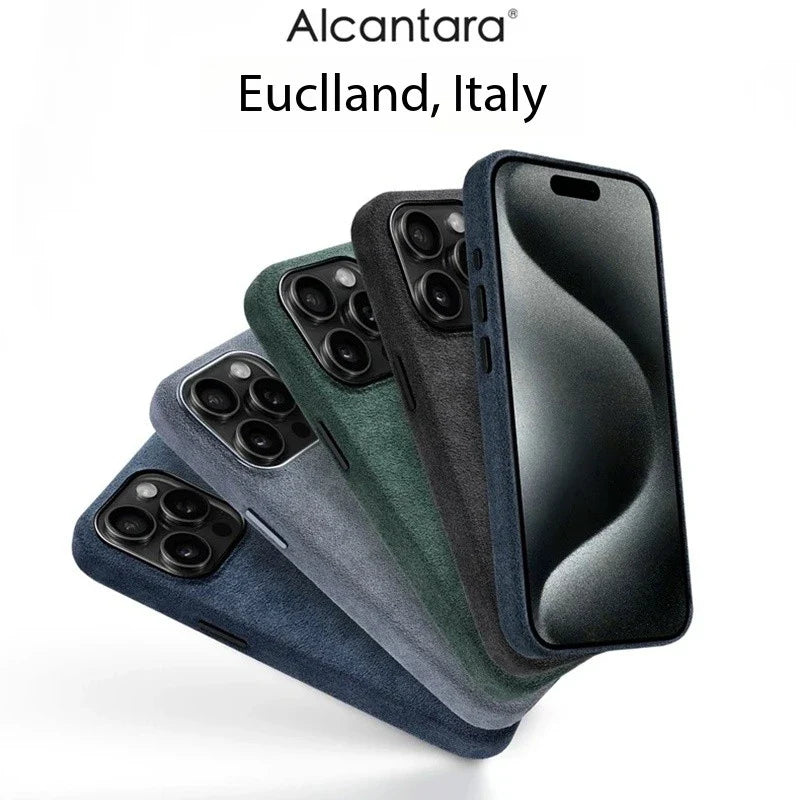 Real Alcantara Magsafe Case for iPhone 16 17 Pro Max 15 14 Luxury Magnetic Magnetic Supercar Interior Leather Magnet Phone Cape
