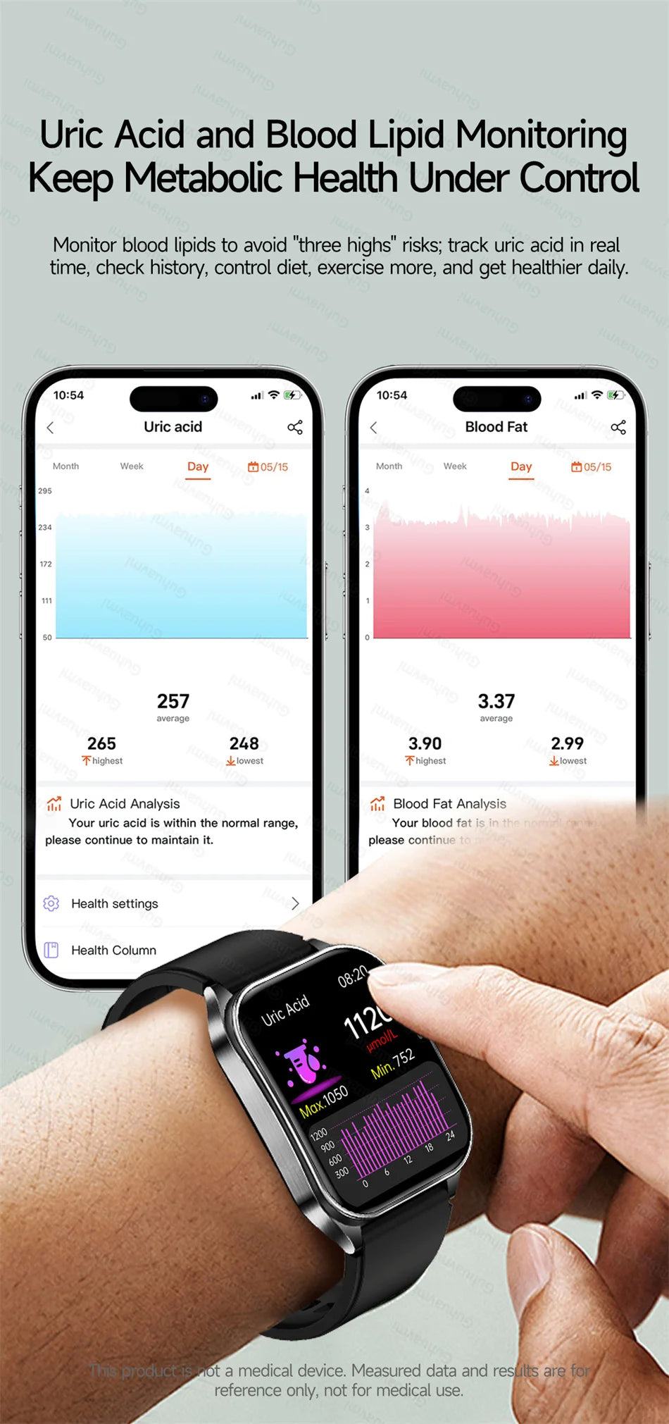 2026 New Smart Watch laser therapy health conditioning Blood oxygen Pressure Uric Acid Blood lipid ECG Smartwatch for Man Women