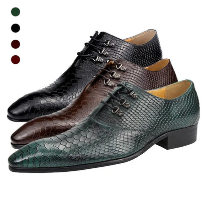 Classic Oxford Serpentine Low Heel Print Men Shoes Formal Leather Lace Up Men's Shoe Social Male  social Wedding Dress designer