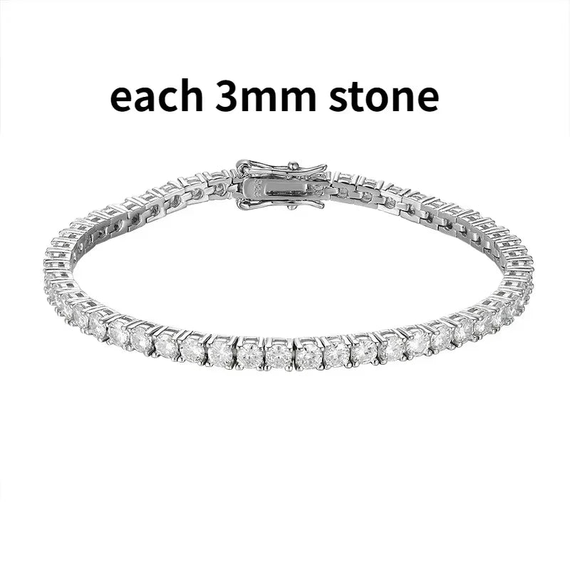 Smyoue 2-6.5mm Real Moissanite Tennis Bracelet for Women Christmas Gift Platinum Plated 100% 925 Sterling Silver Wedding Jewelry