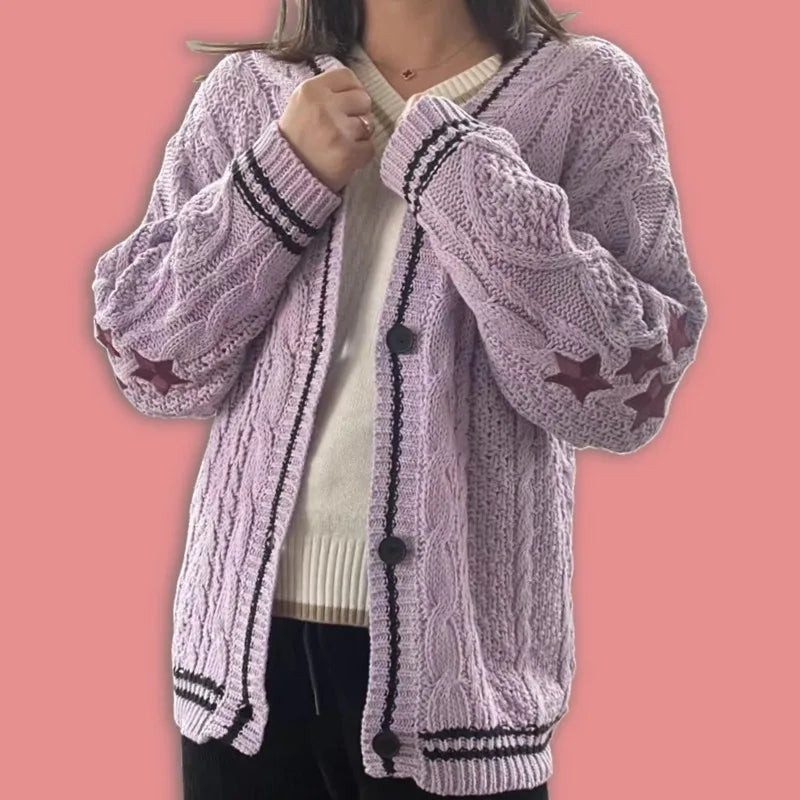 Blue Cardigan 1989 for Women's Autumn and Winter Bird Embroidery Special Knit