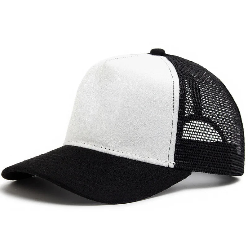 Spring Summer Suede 5 Panel Mesh Baseball Cap Big Head Unisex Trucker Hat Men And Women Sport Snapback Caps Leisure Gorros