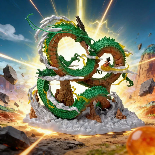 22cm/8.66in Dragon Ball Anime Figure Shenron Figure Goku And Shenron Figurine Pvc Statue Collection Model Decoration Toys Gifts