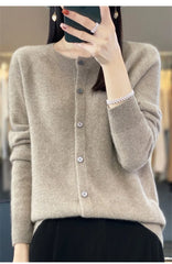 Spring and Autumn  New 100% pure merino cashmere sweater women's O-neck