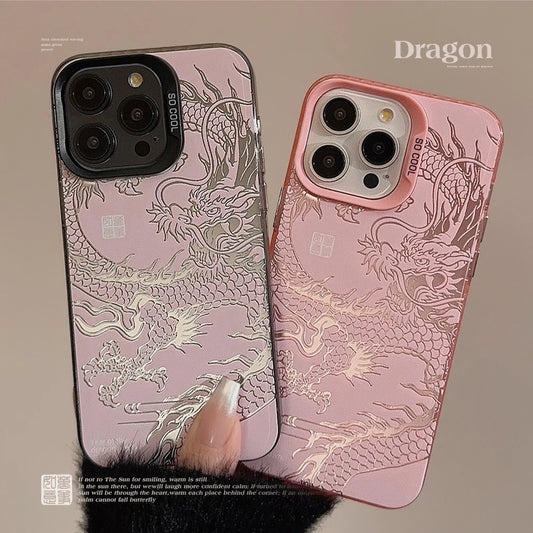 Electroplated China Dragon Cover Case For iPhone 16 15 14 13 12 11 Pro Max Plus Phone Case