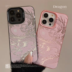 Electroplated China Dragon Cover Case For iPhone 16 15 14 13 12 11 Pro Max Plus Phone Case