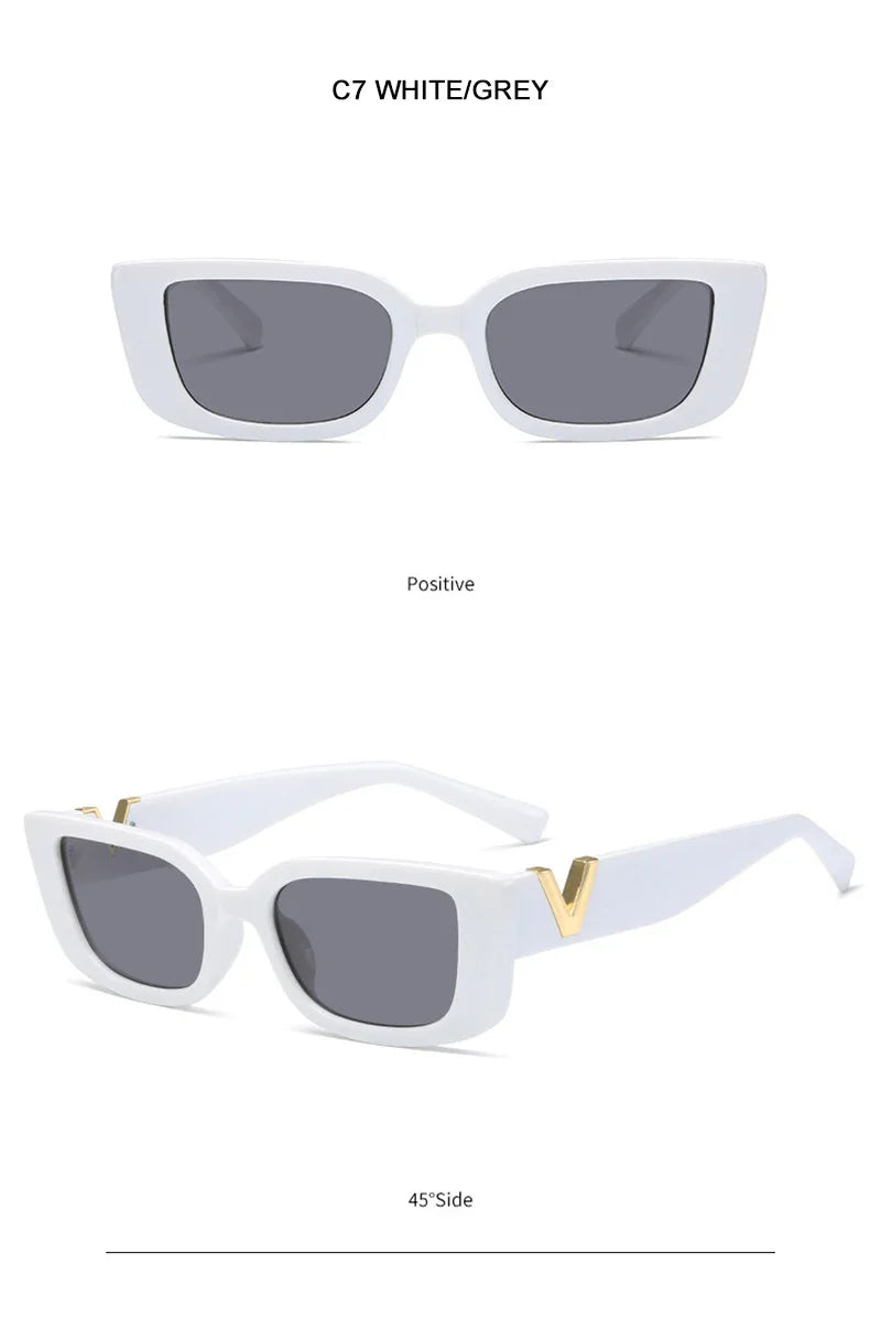 Fashion Cat Eye Sunglasses Luxury V Sun Glasses For Ladies Classic Rectangle Driving Eyewear UV400